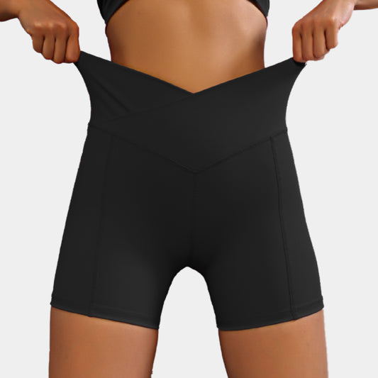 High Performance Women's Yoga Shorts with Cross Front Design Breathable Fabric and Sculpting Features for Enhanced Lift and Comfort