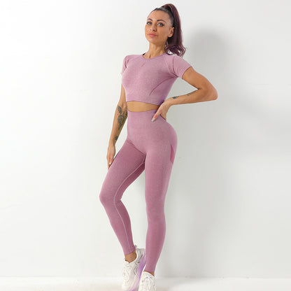 Women s Quick Dry Fitted Yoga Set Short Sleeve Top Ultra High Waisted Leggings for Comfort and Performance