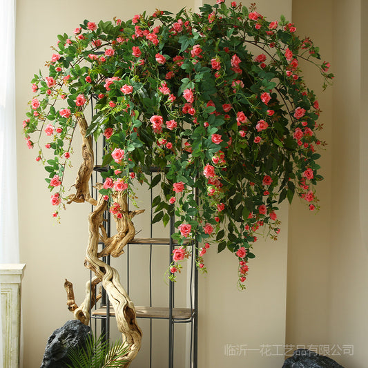 Stunning Faux Floral Decoration for Weddings – Triple Rose Vine Artificial Flowers for Elegant Event and Living Room Ceiling Decor