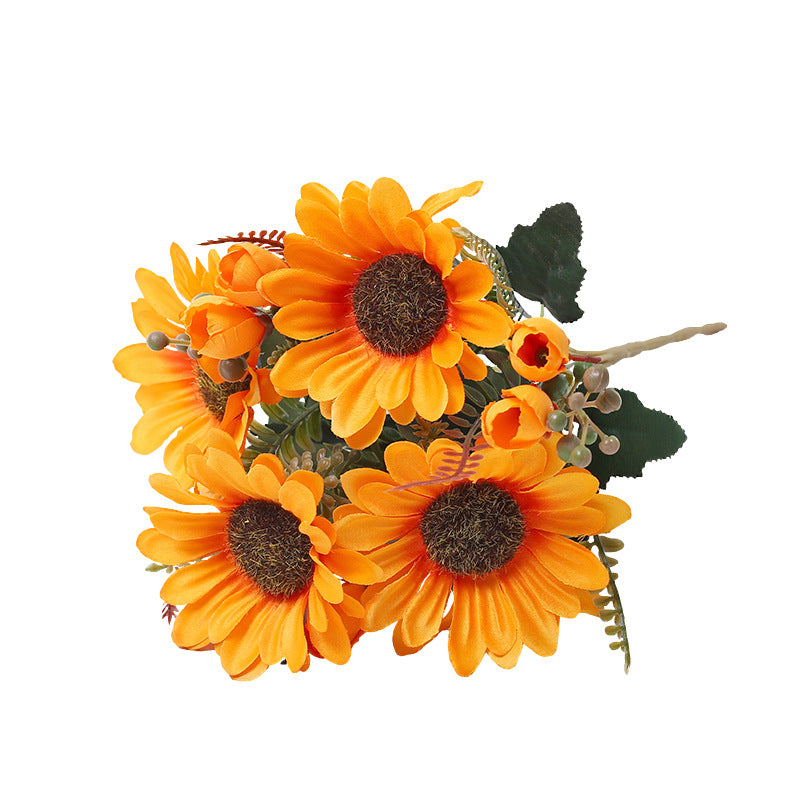 Luxury Faux Sunflower Bouquet – Elegant Artificial Flowers for Weddings, Home Decor, and Photography Props