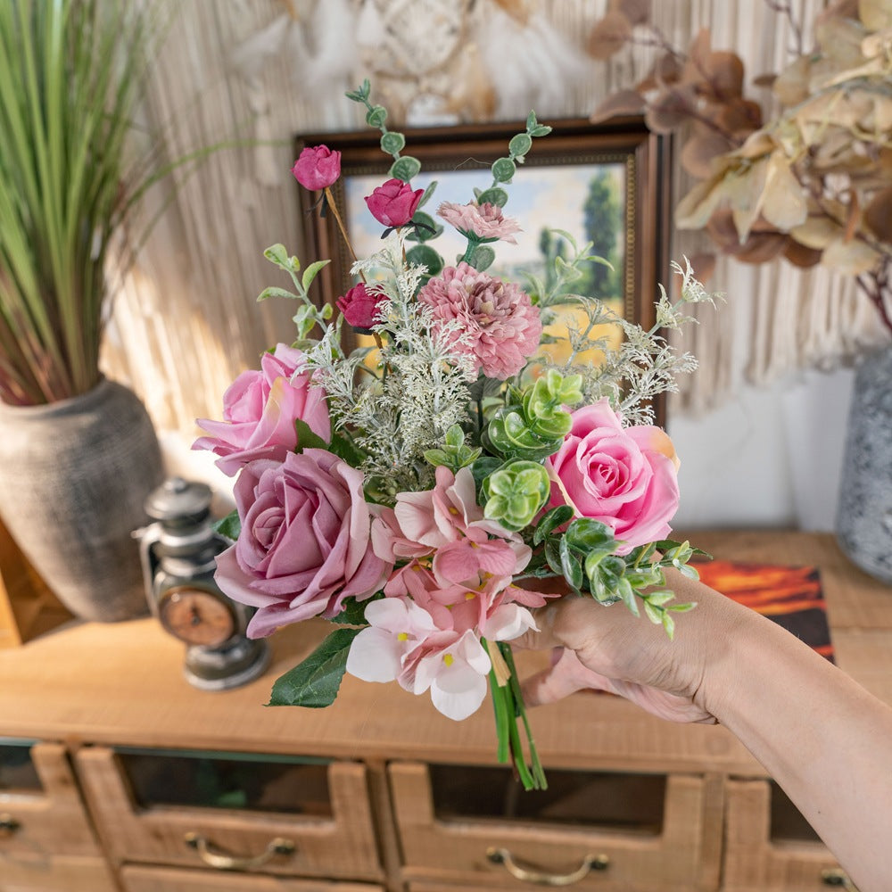 Elegant Moonshadow Light Pink Rose Bouquet - Realistic Floral Home Décor for Weddings, Bouquets, and Wall Accents - CF02028