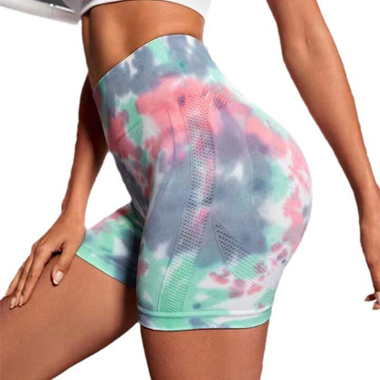 Seamless Peach Butt Tie Dye High Waisted Yoga Shorts for Women Comfort Fit Stretch for Outdoor Sports Fitness and Cycling