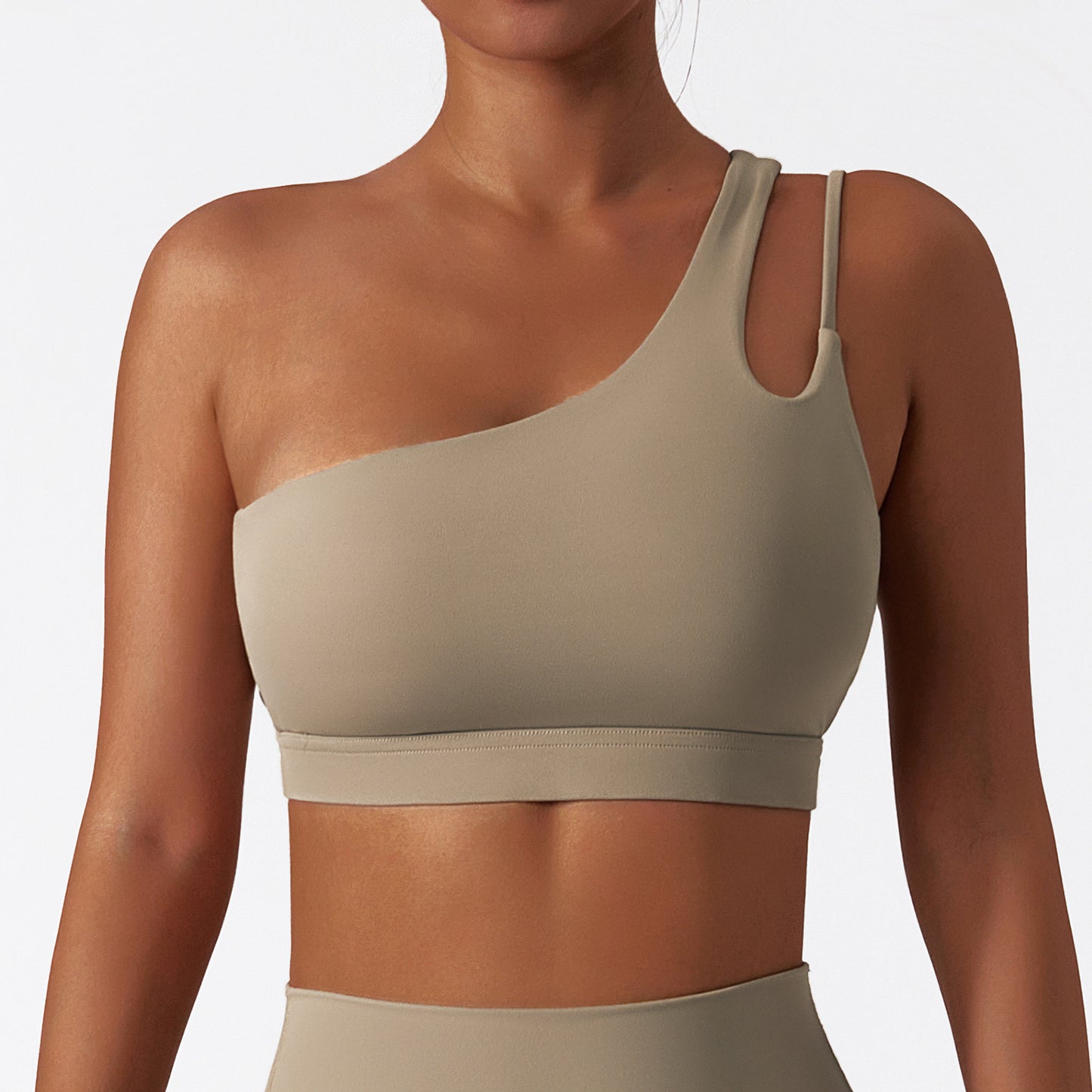 Asymmetrical One Shoulder Yoga Sports Bra with Stunning Back Design Adjustable Strap Running Fitness Tank Top for Comfort and Style Model 6425