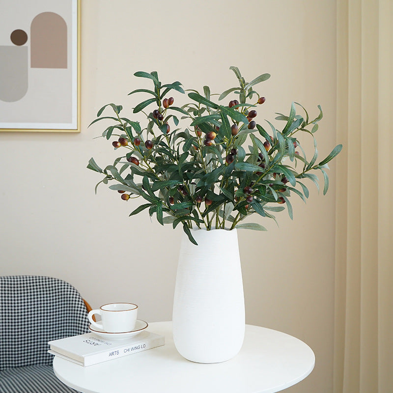 Lifelike Green Olive Branch with Berries – Perfect for Weddings, Home Decor, Photography Props, and Floral Arrangements