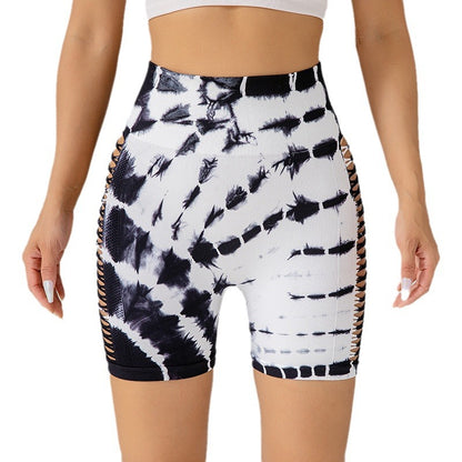 High Waisted Seamless Tie Dye Yoga Shorts with Side Rips and Cut Outs Enhance Your Shape and Comfort for Performance