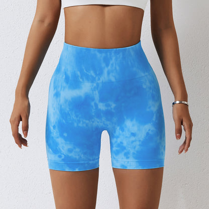 High Waisted Tie Dye Seamless Yoga Shorts for Women Sculpting Comfortable and Stretchy for Performance