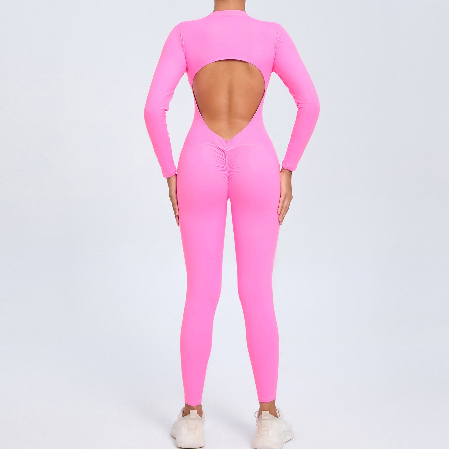 Zip Up Long Sleeve Yoga Jumpsuit for Women Comfortable and Versatile Fitness Bodysuit with Long Pants for Gym and Outdoor Wear