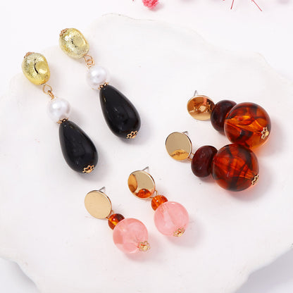 Chic Vintage-Inspired Irregular Geometric Resin Dangle Earrings for Women – Trendy, Unique, and Fashionable Statement Jewelry