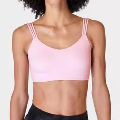 Women's Yoga Sports Bra with Three Adjustable Straps Back Design Push Up Padding for Support Ideal for Running and Active Wear