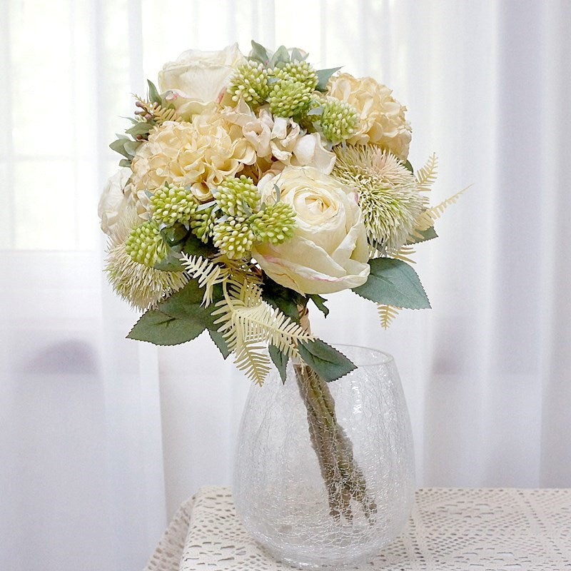 Stunning Faux Rose Bouquet - Elegant Light Luxury Textured Blooming Roses for Home Decor, Weddings, and Event Styling