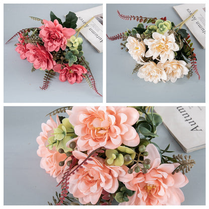 Stunning Foggy Coral Dahlia Faux Flowers for Home Decor - Perfect for Weddings & Events - INS-Style Artificial Blooms MW95003