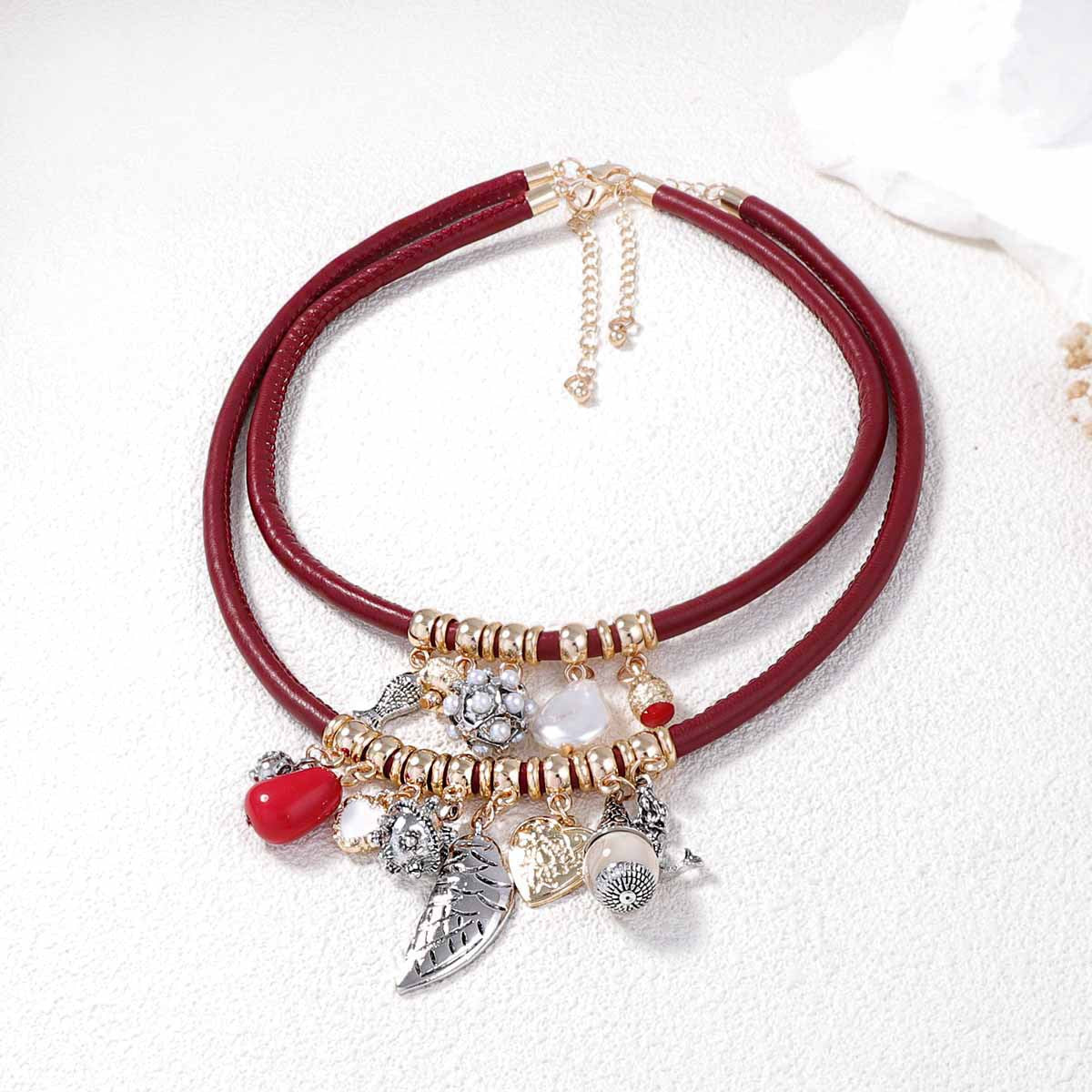 Chic Vintage-Inspired 2-Piece Alloy Faux Pearl Fish Geometric Pendant Necklace Set – Versatile Accessory for Casual and Commute Styles