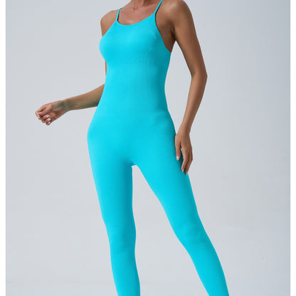 Seamless High Stretch Yoga Jumpsuit with Cross Back Design Fit for Outdoor Activities Running and Comfortable Workout Gear