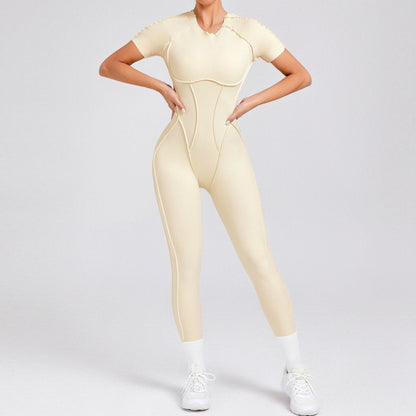 High Performance Long Sleeve One Piece Yoga Jumpsuit with Sculpted Back Design for Fall and Winter for Activewear Workout and Yoga Enthusiasts