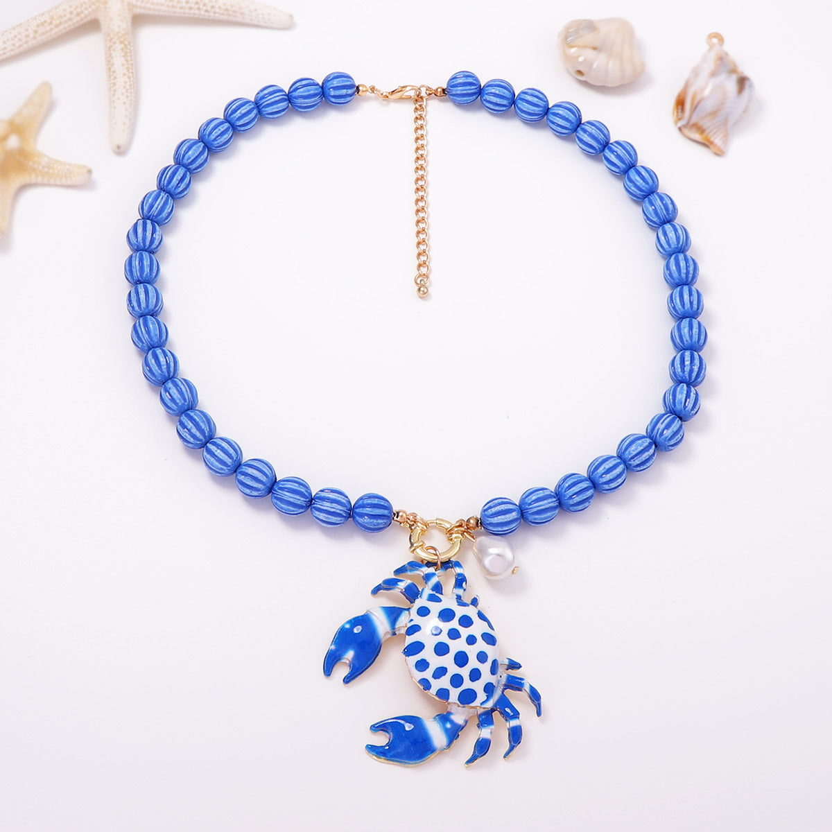 Beach Vacation-Inspired Ocean Life Pendant Necklace with Colorful Beaded Design - Perfect Summer Jewelry for Women
