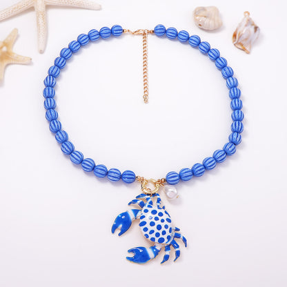 Beach Vacation-Inspired Ocean Life Pendant Necklace with Colorful Beaded Design - Perfect Summer Jewelry for Women