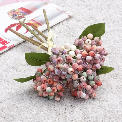 Elegant 5-Stem Faux Rowan Berry Bouquet - Realistic Decorative Flowers for Home Décor, Wedding Arrangements, and Photography Props