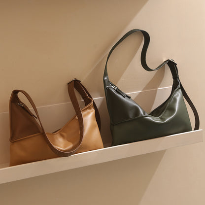 Imported Leather Underarm Bag Women's Crossbody Tote with Luxurious Feel Spacious Design and Minimalist Appeal for Commuters