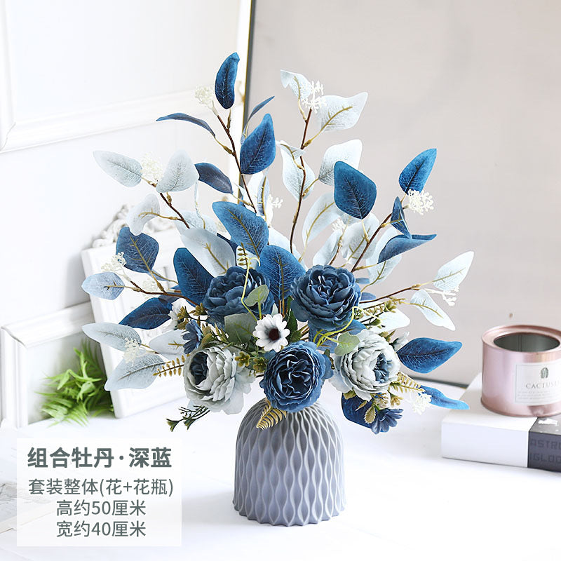 Elegant Faux Flower Arrangement - Lifelike Decorative Piece for Living Room | Luxurious Home Décor in Mediterranean Style