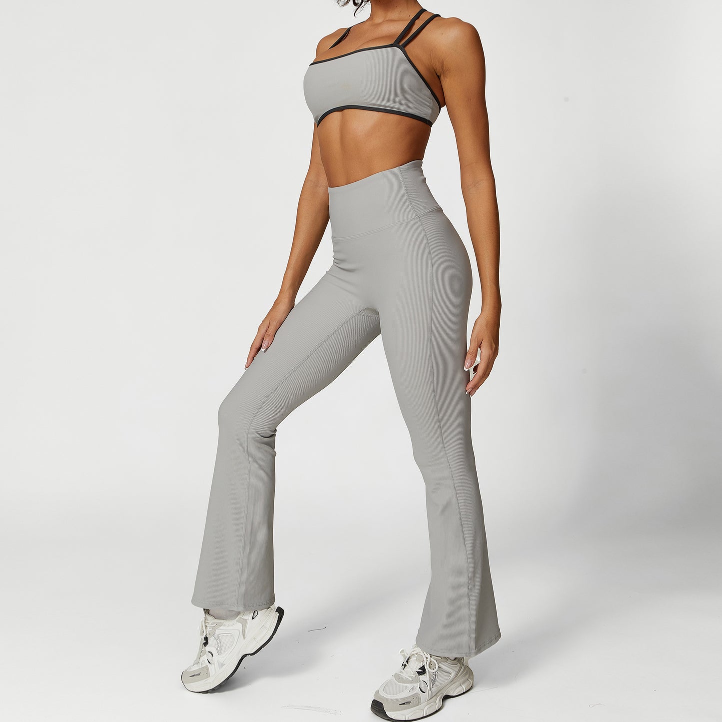 Shockproof Sports Bra with Comfortable Back Support and Casual Wide Leg Pants Set Comfort and Flattering Fit for Active Lifestyles