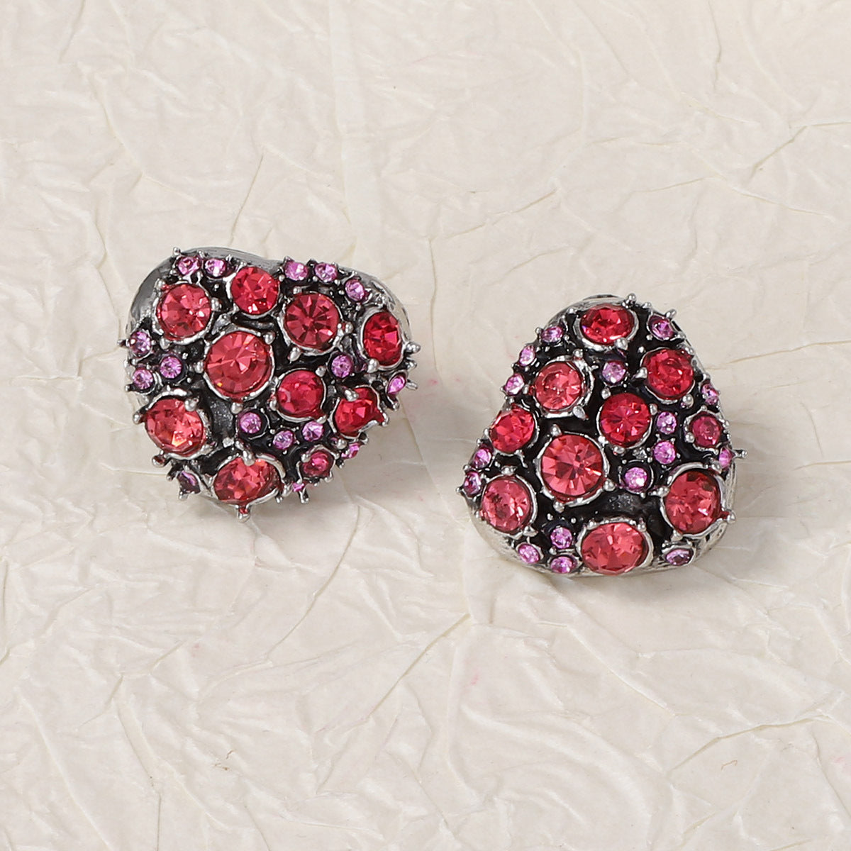 Stylish Geometric Color-Block Full Rhinestone Button Earrings - Elegant Lightweight Luxurious Statement Studs for Every Occasion