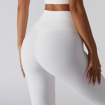 High Waisted Peach Butt Yoga Pants for Women Spring Summer Performance Fitness Leggings with Ribbed Design Tummy Control and Exceptional Stretch for Running and Workouts