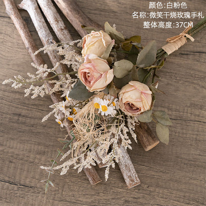 Lifelike Smiling Rose Bouquet - Elegant Faux Flower Arrangement for Home Décor - Perfect Handheld Rose for Walls & Special Occasions - Model MW57894