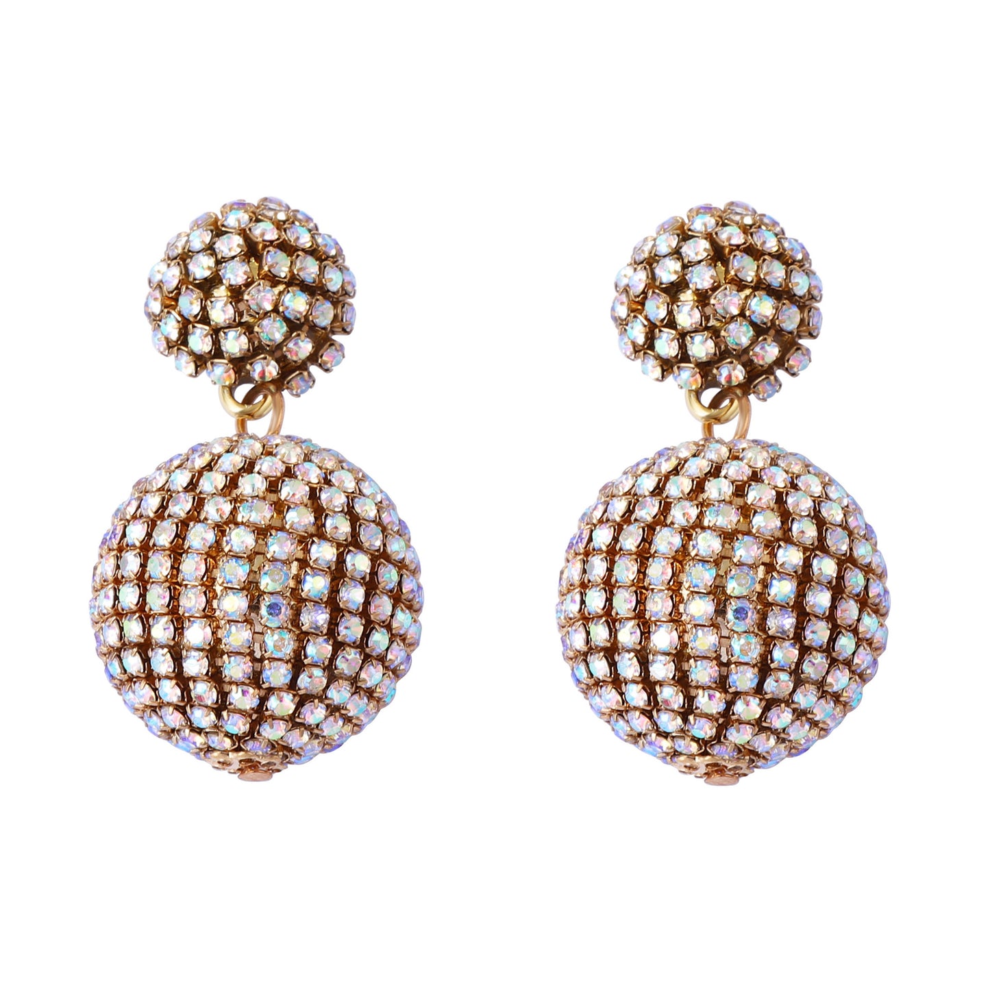 Stylish Geometric Sphere Design Shimmering Crystal Dangle Earrings for Women - Perfect for Christmas and Holiday Celebrations