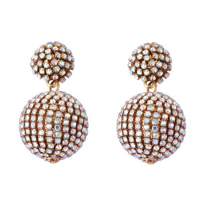 Stylish Geometric Sphere Design Shimmering Crystal Dangle Earrings for Women - Perfect for Christmas and Holiday Celebrations