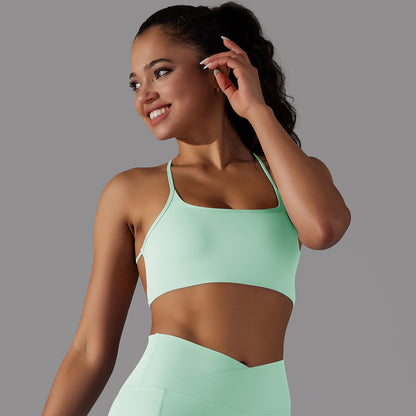 Square Neck Sports Yoga Bra with Cross Back Design Breathable Quick Dry Summer Wear for Maximum Comfort and Performance