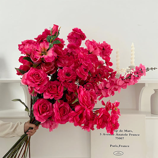 Stunning Hot Pink Artificial Flowers for Wedding Decorations - DIY Wedding Room Setup with Beautiful Faux Hydrangea and Rose Arrangements