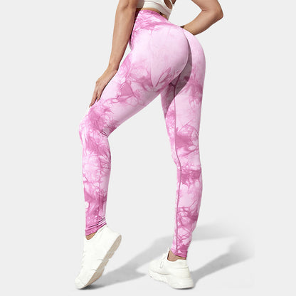 High Waisted Tie Dye Fitness Leggings for Women Peach Lifting Yoga Pants with Quick Dry Technology Three Quarter Length for Workouts and Everyday Wear