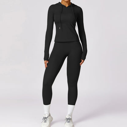 Women's Quick Dry Long Sleeve Yoga Set Winter Outdoor Running Fitness Gear Style 8579 for Comfort Performance