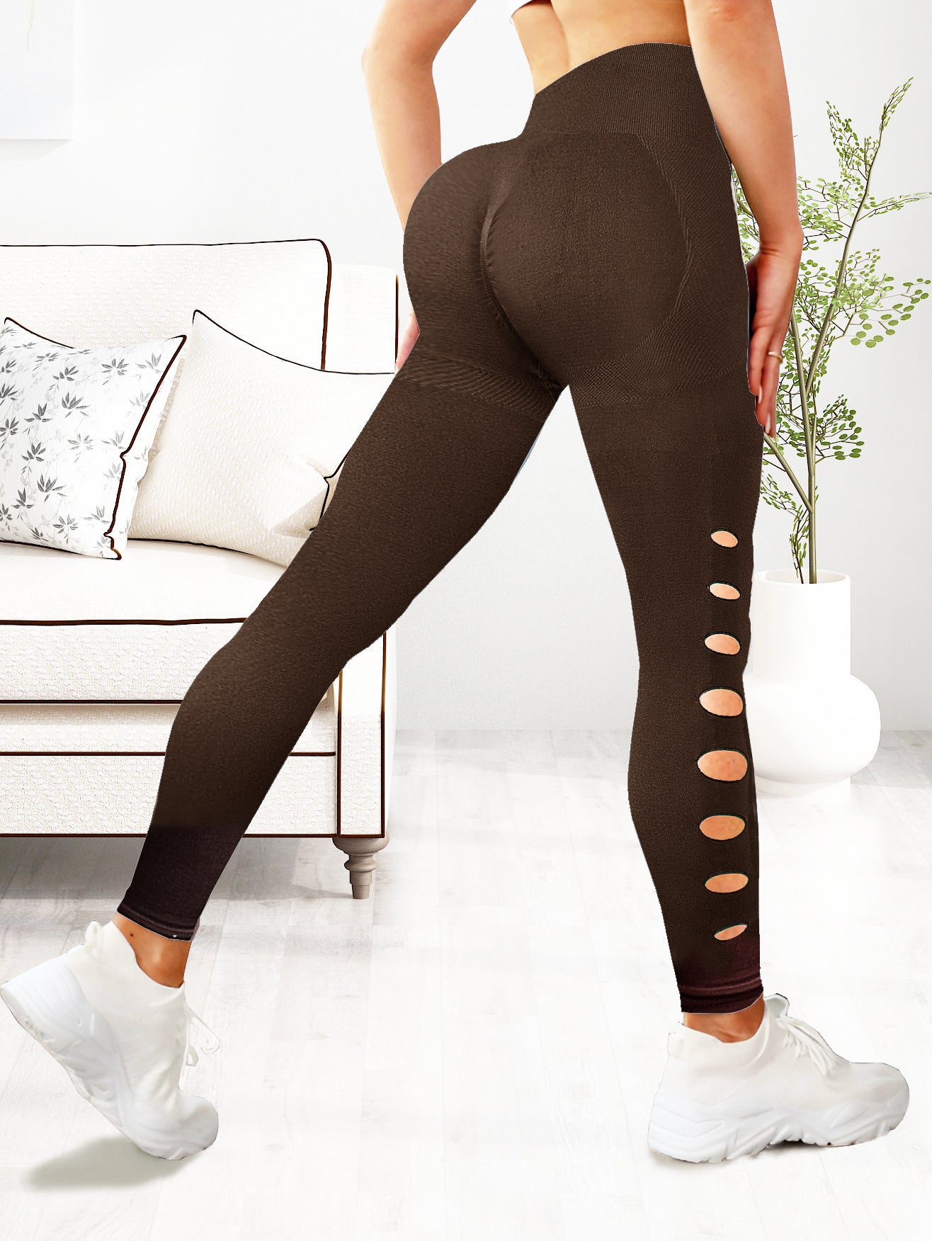 High Waisted Seamless Ripped Cut Out Peach Butt Yoga Leggings for Women Sculpt Your Silhouette with Comfort and Style