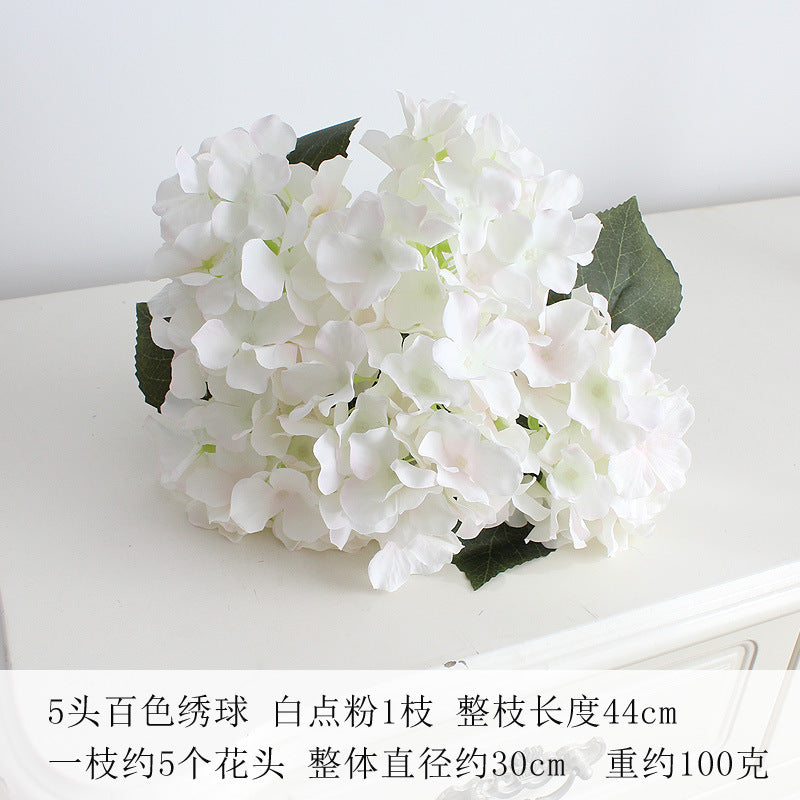 Elegant 5-Head Hydrangea Artificial Flowers - Realistic Silk Floral Arrangements for Weddings, Events, Hotels, and Home Decor