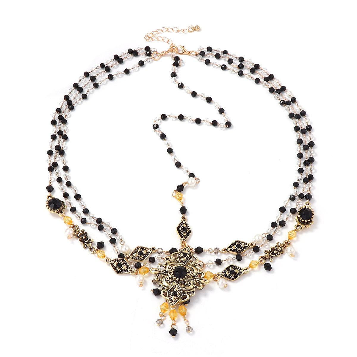 Exquisite Bohemian Dual-Wear Jewelry – Alloy Beaded Tassel Pendant Headpiece and Western-style Necklace for Unique Ethnic Flair