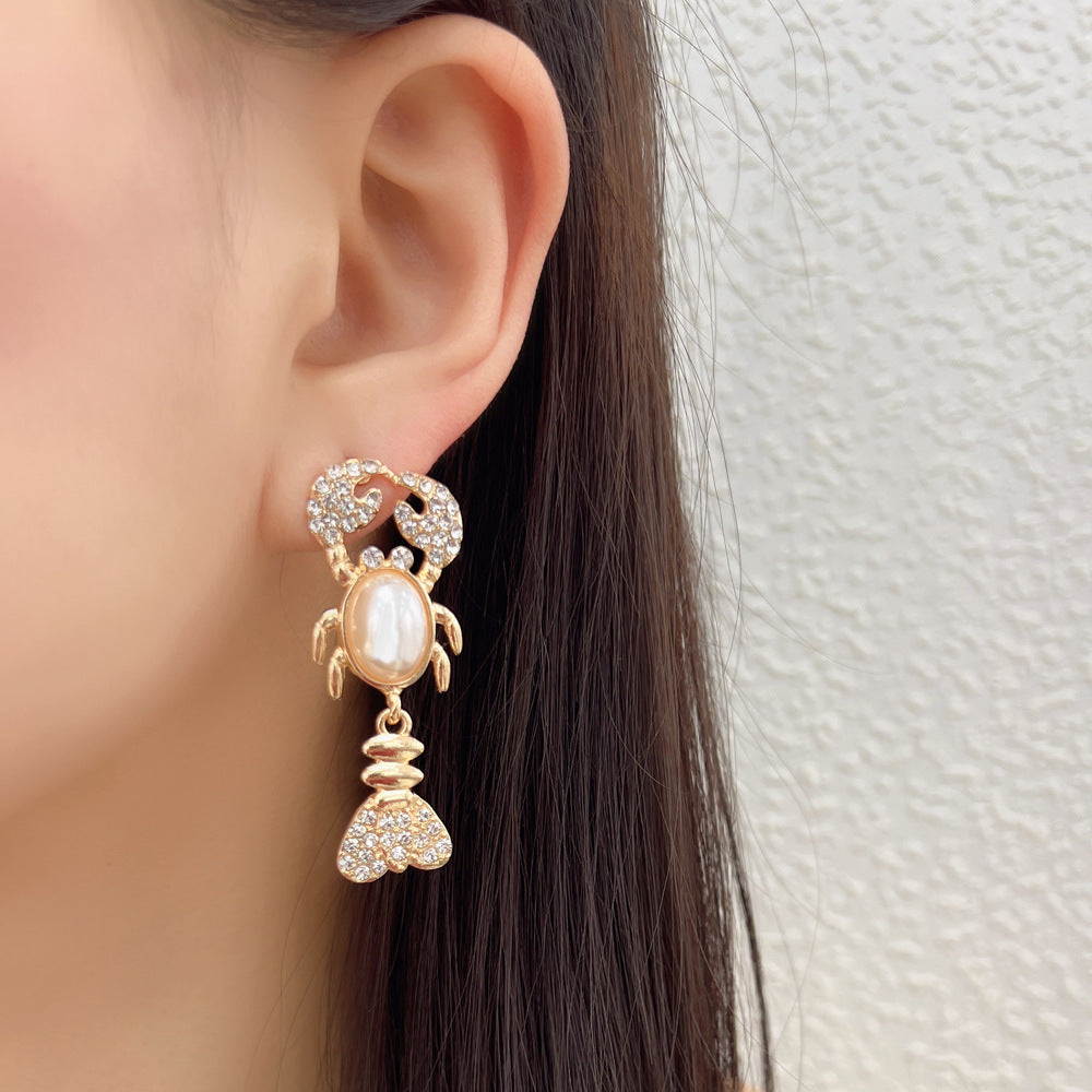 Unique Rhinestone Shrimp Earrings - Trendy Animal Jewelry for Bold Fashion Statements!