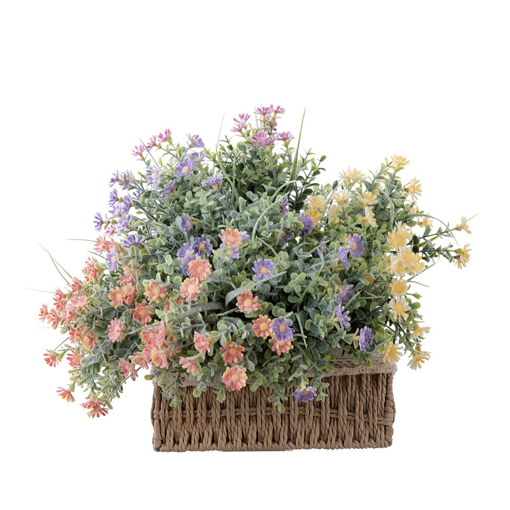 Charming Rustic Wildflower Arrangement - Lifelike Daisy & Grass Bouquet for Home Decor and Wedding Celebrations - GF15956B