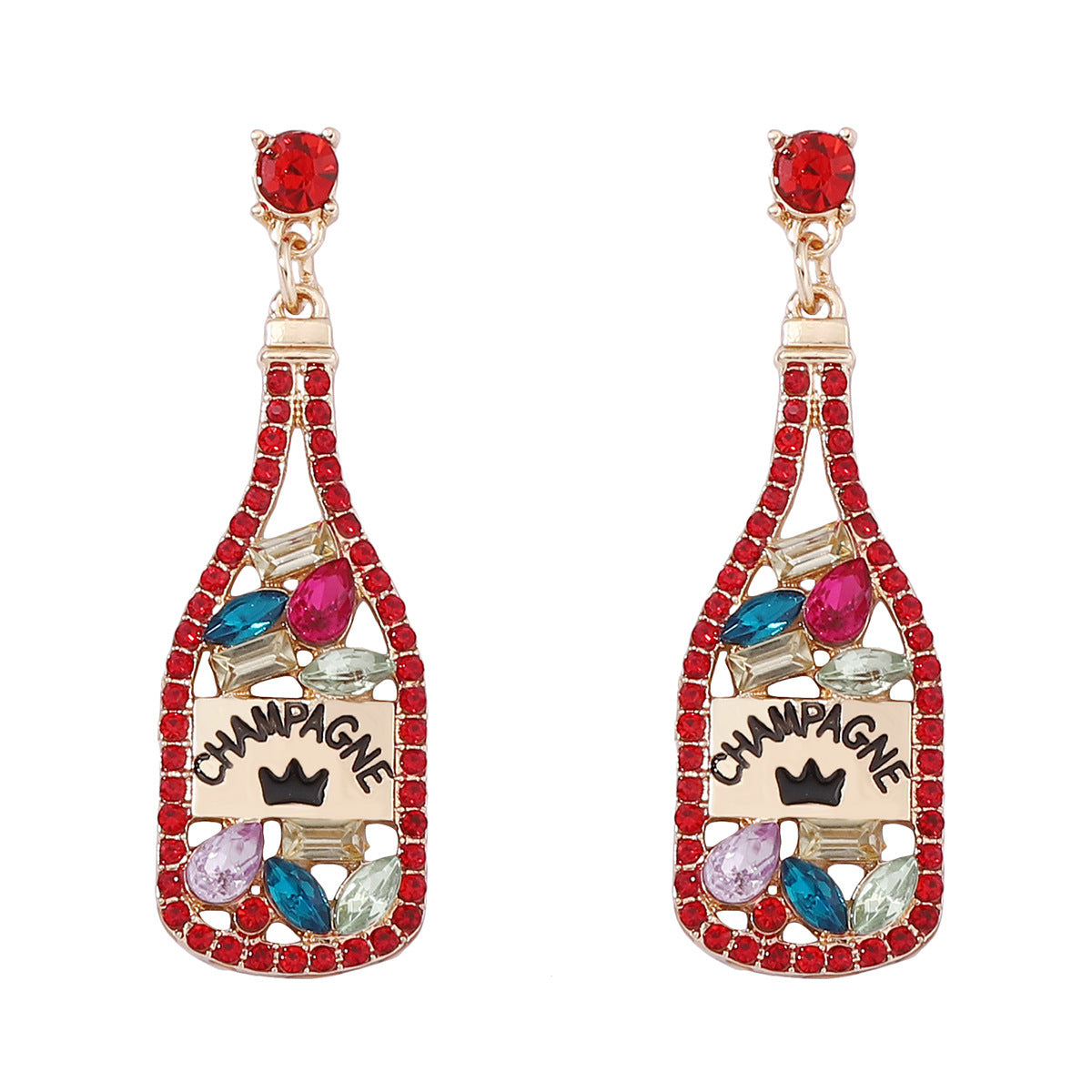 Personalized Element-Inspired Rhinestone Letter Bottle Charm Earrings for Women – Trendy and Unique Fashion Statement