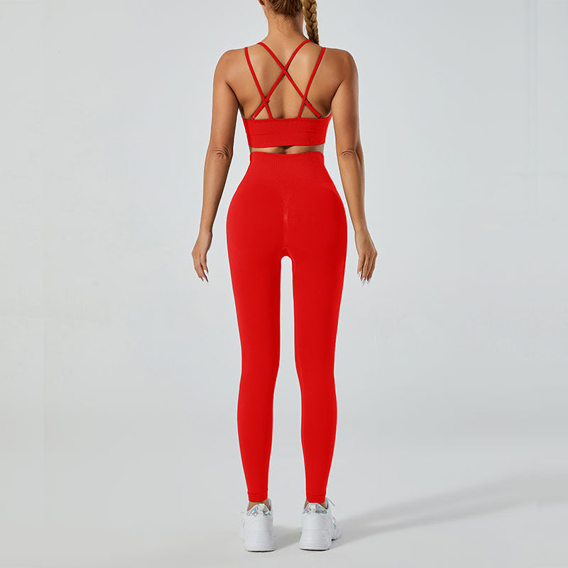 Yoga Outfit Set Beautiful Back Yoga Tank Top with High Waisted Fitness Leggings for Outdoor Sports Active Lifestyle