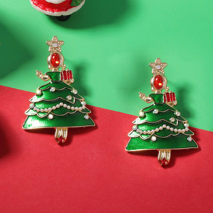 Unique Creative Design Alloy Christmas Tree Dance Earrings – Trendy & Whimsical Holiday Jewelry for a Festive Look