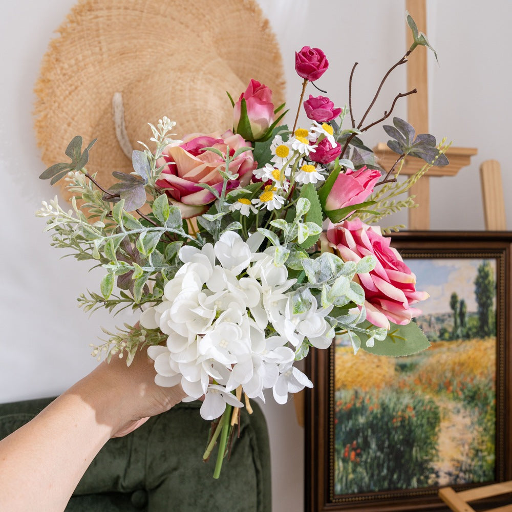 Stunning Koto Leaf Hydrangea Rose Bridal Bouquet - Luxurious Faux Flower Decor for Weddings, Wall Hangings & Home Accents | CF01498