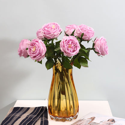 Single Stem Realistic Austin Rose - Luxurious Moisture-Infused Faux Flower for Stunning Home Decor, Perfect for Living Room Photography and Elegant Floral Arrangements