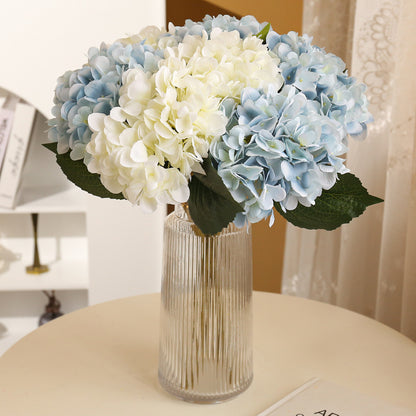 Lifelike Two-Leaf Hydrangea Silk Flower - Single Branch Large Decorative Bloom for Hotel Decor, Wedding Celebrations, and Photography Props - Beautifully Crafted Fake Flowers for Lasting Elegance