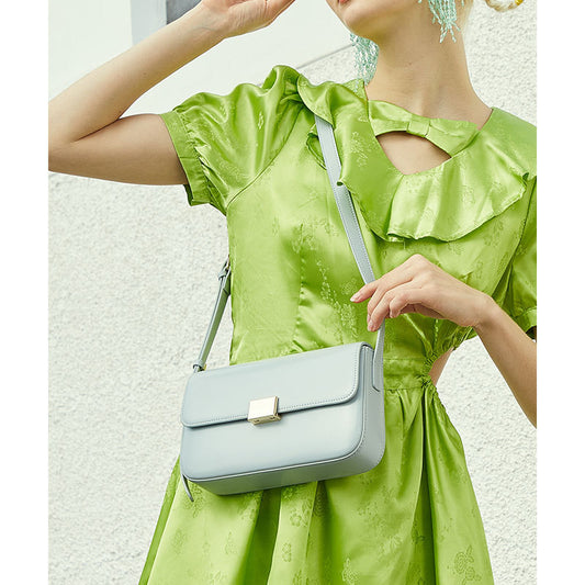 Elegant Candy Colored Luxury Women's Leather Shoulder Bag Versatile Small Square Crossbody Purse for Every Occasion