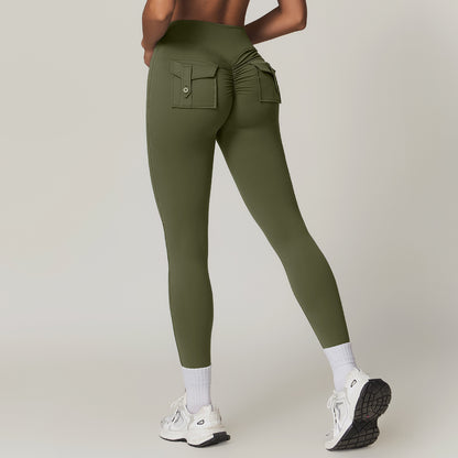 High Waisted Yoga Pants with Pockets Peach Butt Enhancing Fitness Leggings for Comfort and Style Model 8882