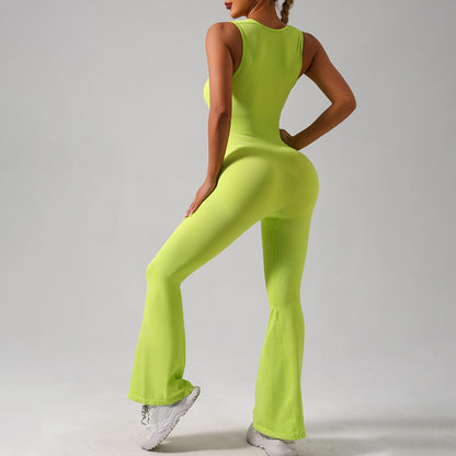 High Performance Yoga Bodysuit with Flared Pants Sculpting Lift Promoting Fitness Outfit for Maximum Comfort and Style