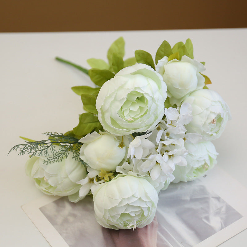 Elegant 13-Piece European-Style Faux Peony Flower Bouquet - Perfect for Wedding Decor, Living Room, and Dining Table Centerpieces