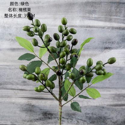 Realistic Olive Berry Branch Christmas Decorative Flowers for Home - Beautiful Faux Plants for Wall Decor | MW30333