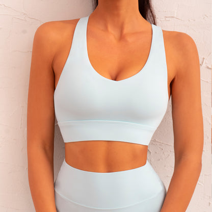 Sporty Bra with Open Back Design Pleated High Waisted Yoga Pants Fitness Set for Running Pilates and Training Enthusiasts